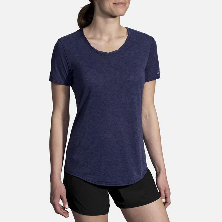 Brooks Distance Women's Short Sleeve Running Shirt - Blue (43028-FZET)